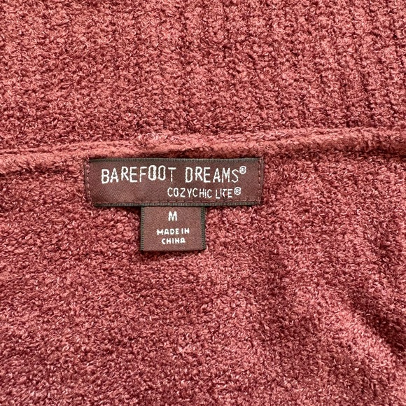 Barefoot Dreams CozyChic Lite maroon red soft relaxed loungewear cardigan, sz M - Picture 2 of 7